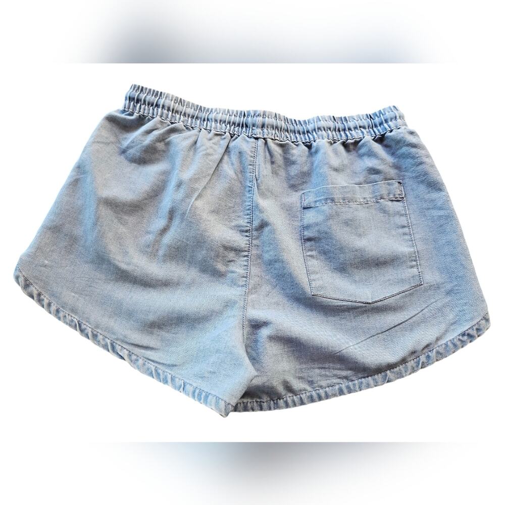 No Boundaries Shorts Womens Medium Casual Denim Cotton Blend Elastic Waist Blue - Picture 2 of 7
